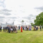 Wedding guests at oak Tree Farm wedding venue