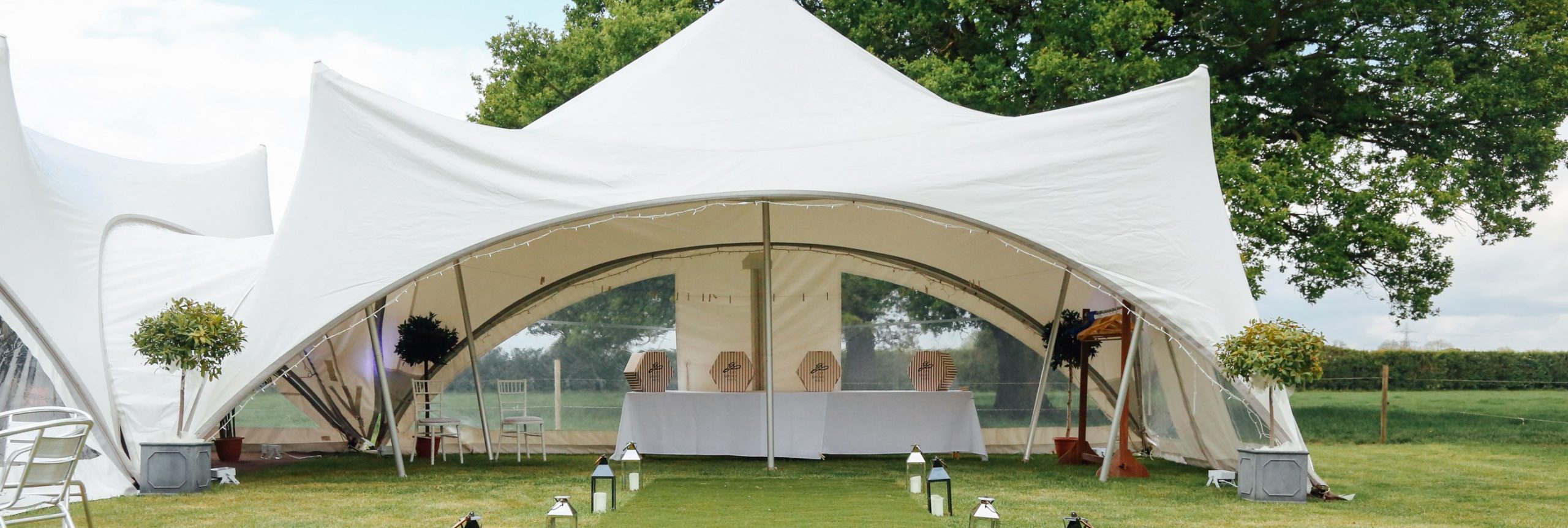 Oak tree farm wedding venue marquee